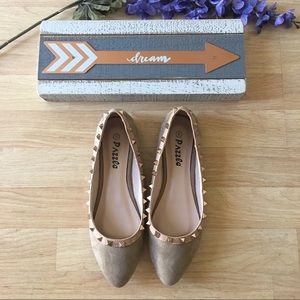 Tan & Gold Studded Flats